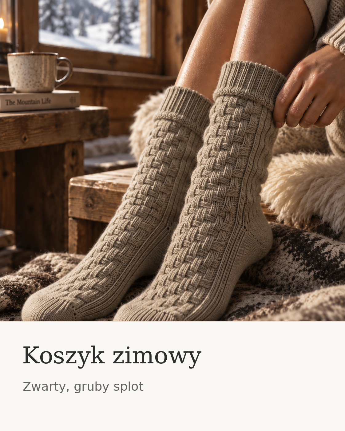 Zimowe skarpety CottonSky o splocie koszykowym